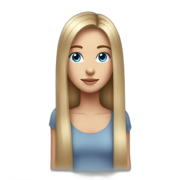 Girl, straight shoulder long straight hair, blue eyes  emoji