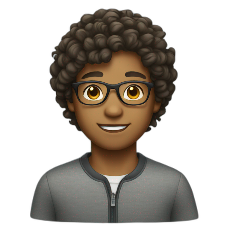 boy with curly hair and glasses emoji
