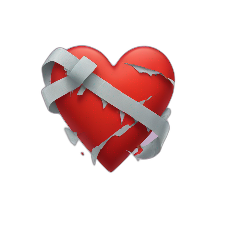taped red broken heart emoji