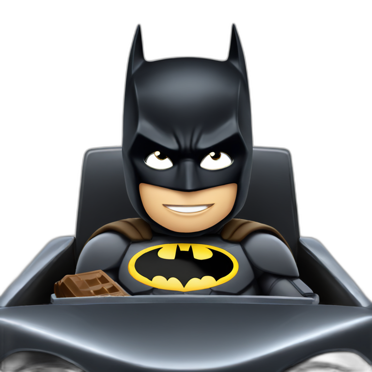 batman in the batmobile while eating chocolate emoji
