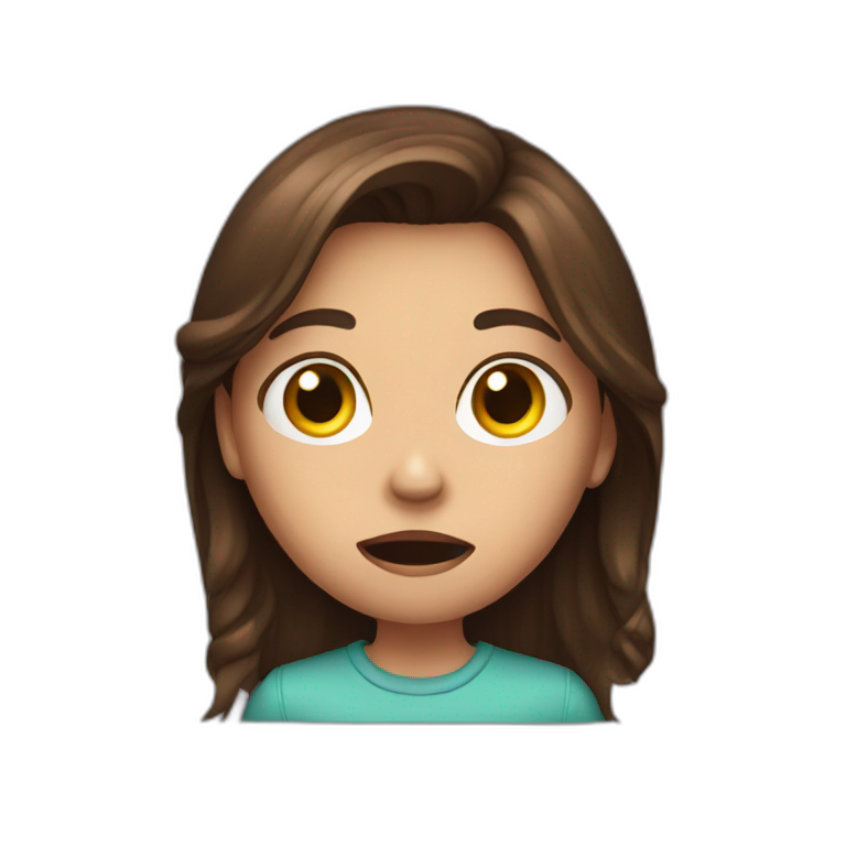 Brown Hair Girl watching horror movies emoji