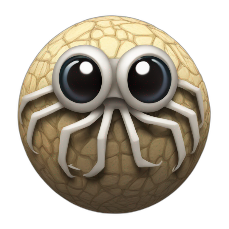 3d sphere with a cartoon Cave Spider skin texture with Eye of Horus emoji
