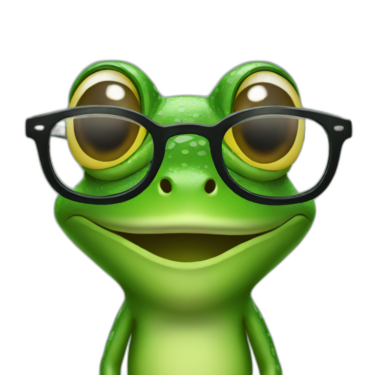 Frog wearing frame glasses emoji