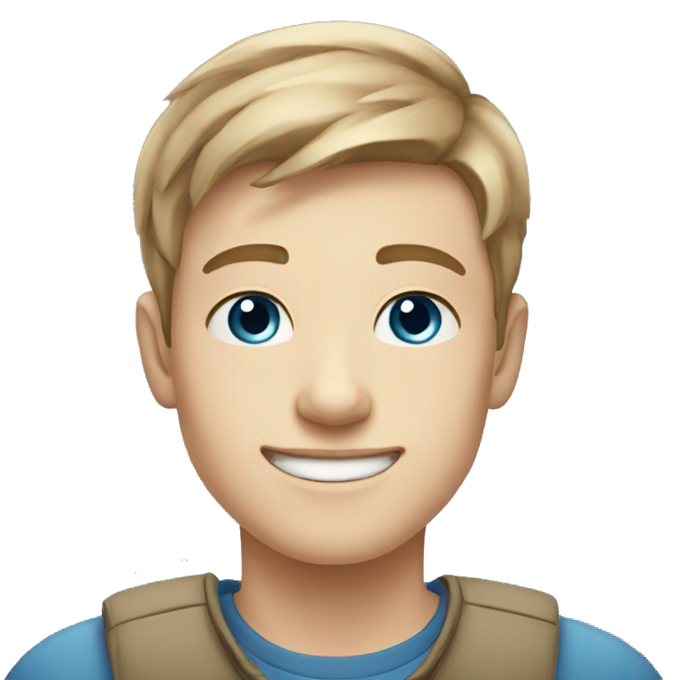 confident happy pale teen boy with short light brown hair blue eyes portrait emoji
