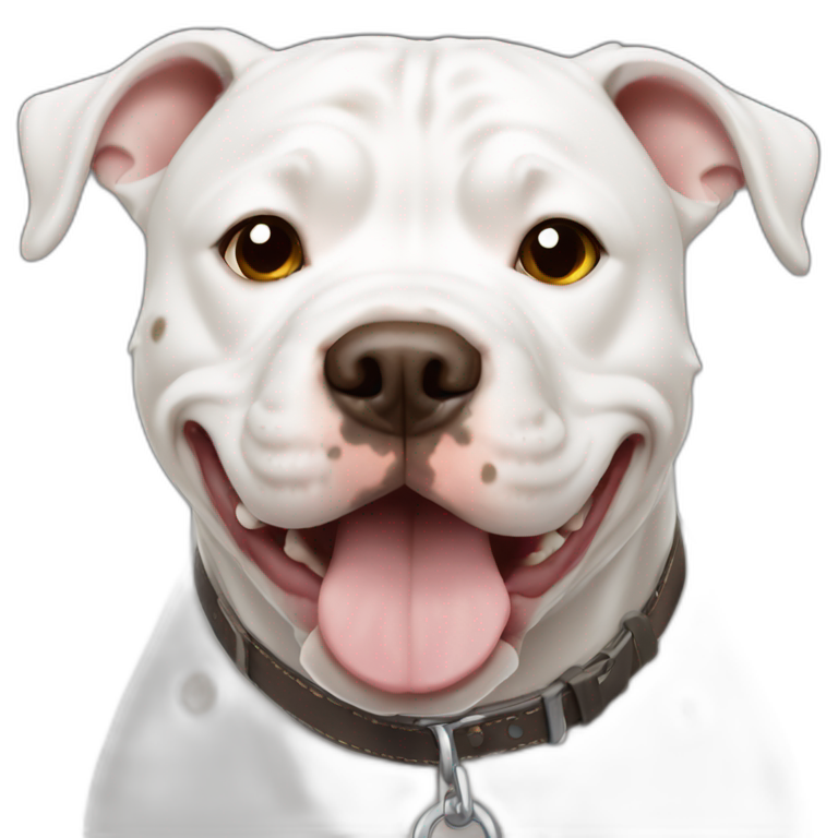white pitbull dog  with brown spots emoji