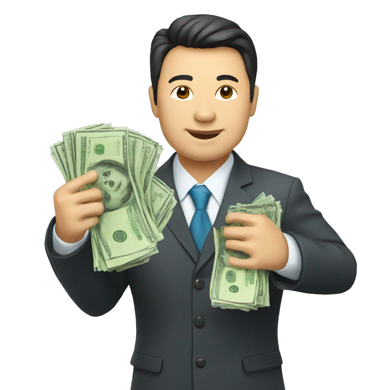 kazakh businessman with money in hands emoji