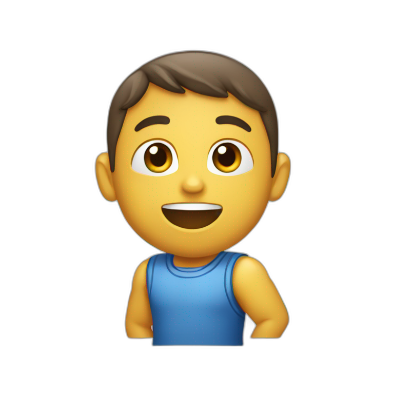 Niño sentado jugando play emoji
