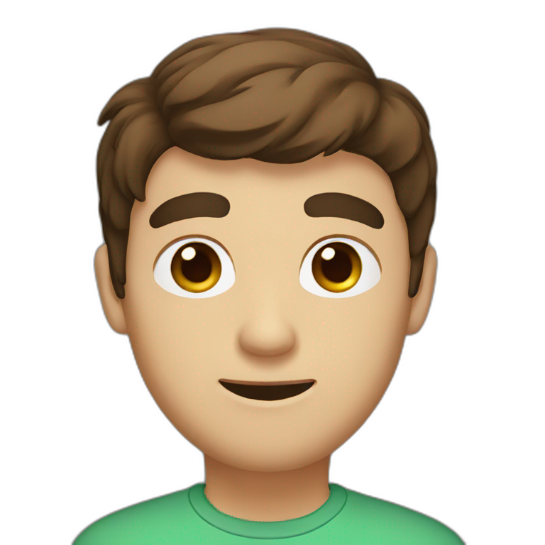 guy with brown hair and brown eyes and bushy brown eyebrows with a computer emoji