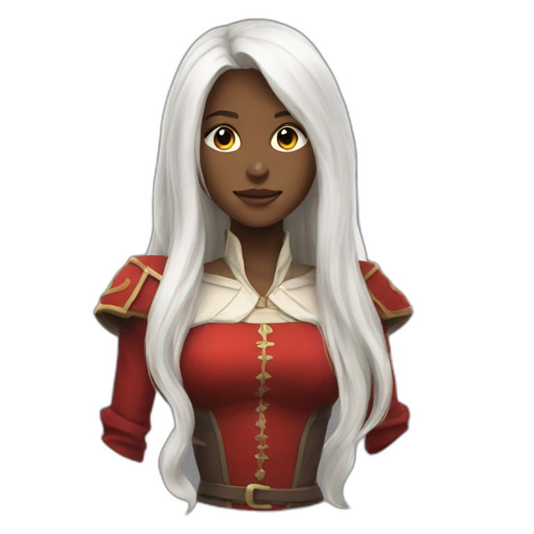 rpg-girl-with-long-white-hair and red blouse emoji