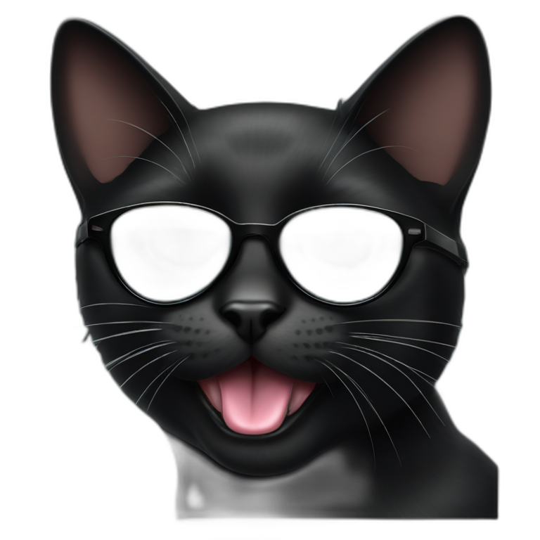 black cat wearing sunglasses with tongue out  emoji