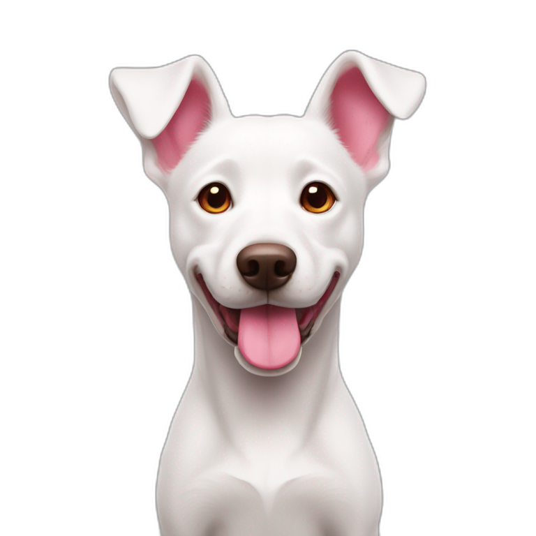 white dog with red heart nose and pink ears emoji