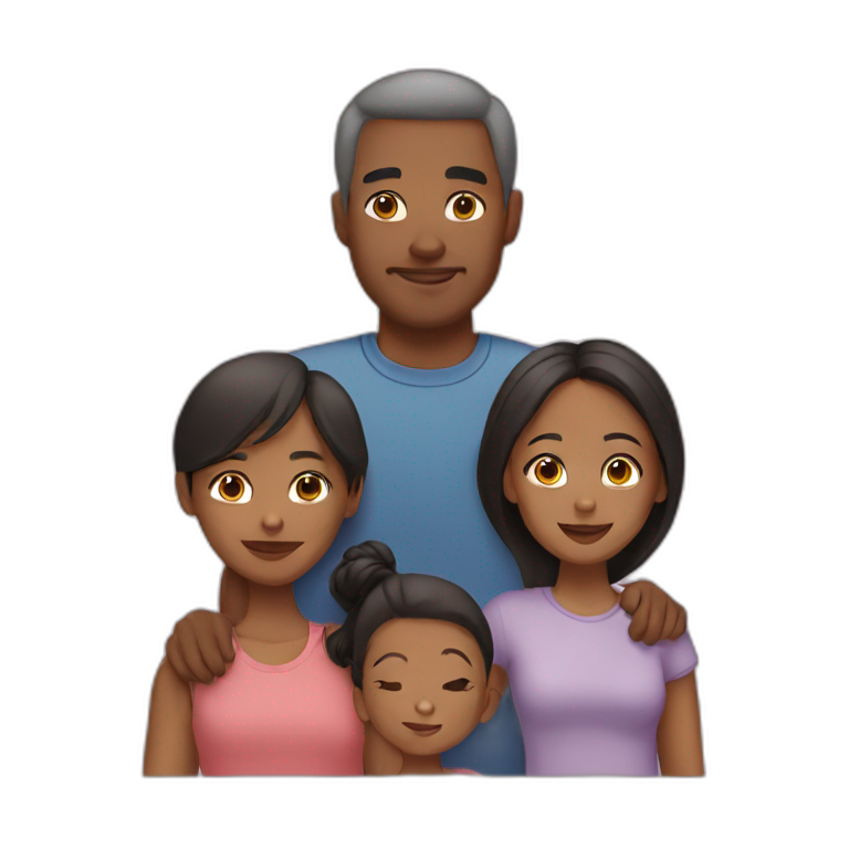 Mixed race family emoji