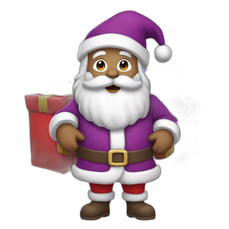 Santa Claus dressed in purple delivering presents emoji