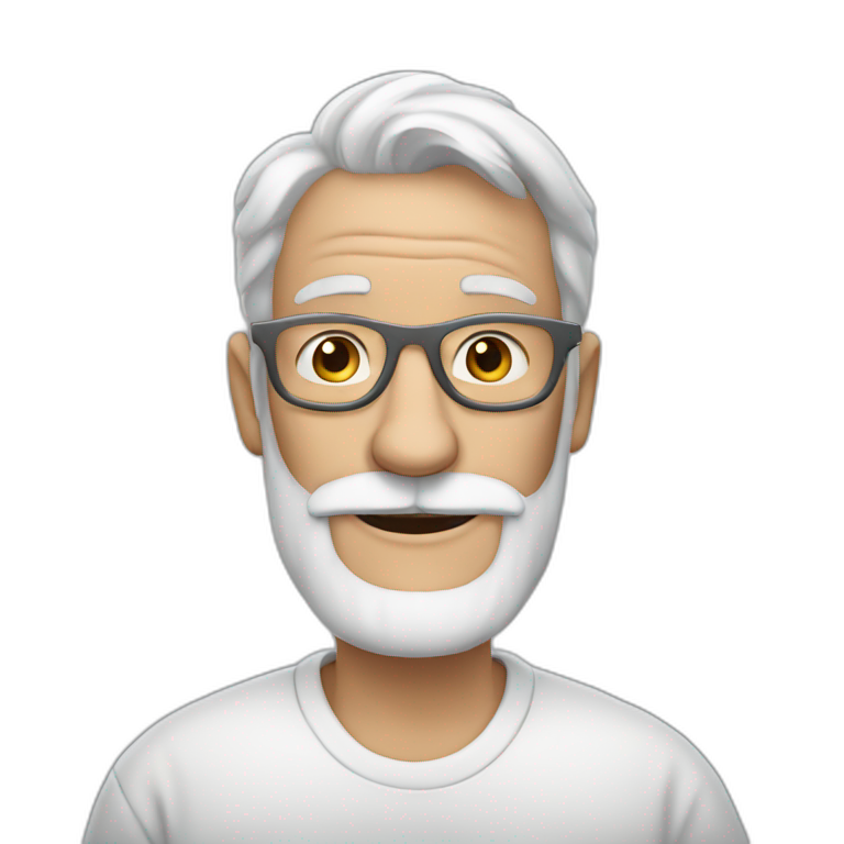 grandpa white glasses 50 years old gray beard emoji