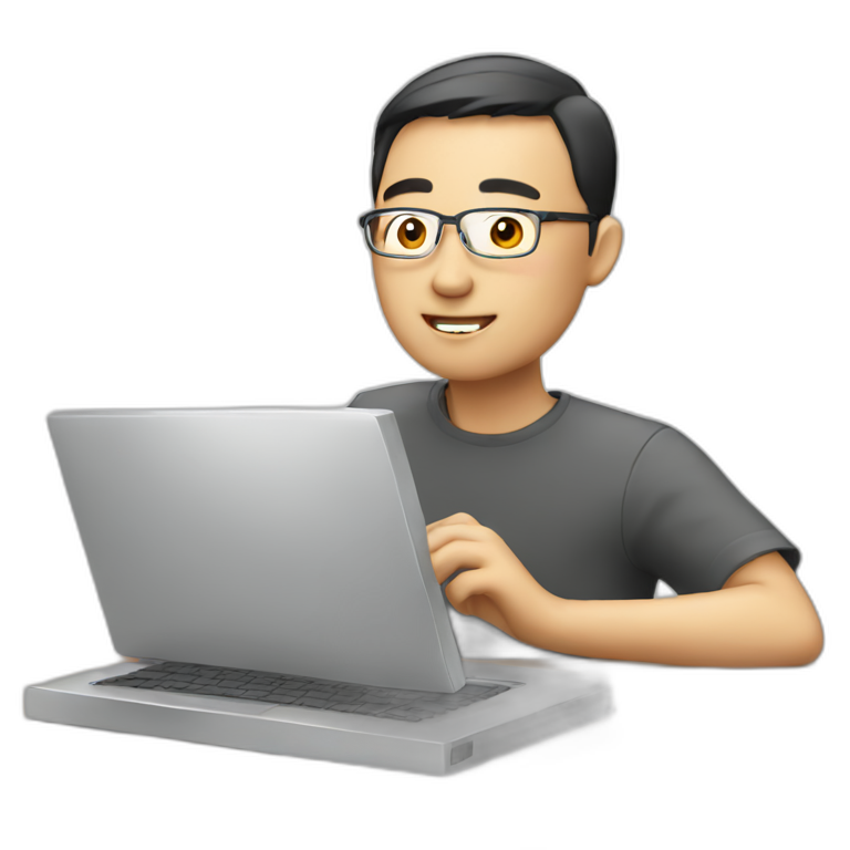 china man with laptop working emoji