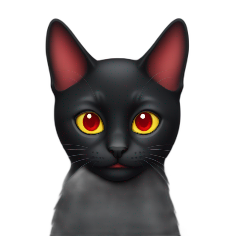 black cat red eyes emoji