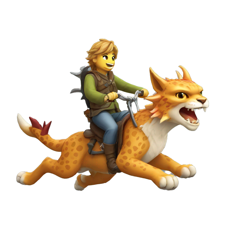 Lynx riding a dragon emoji