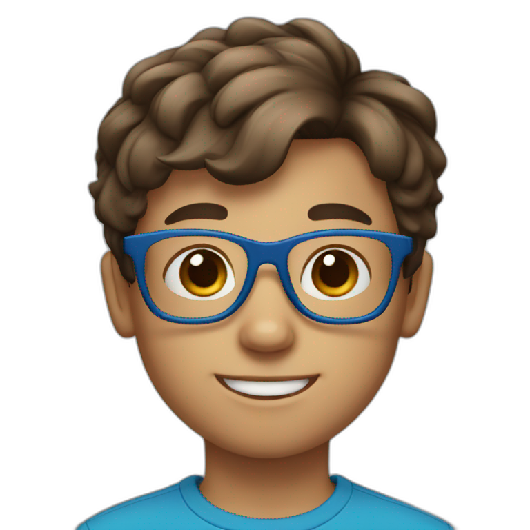 Little boy with brown hair and blue glasses emoji