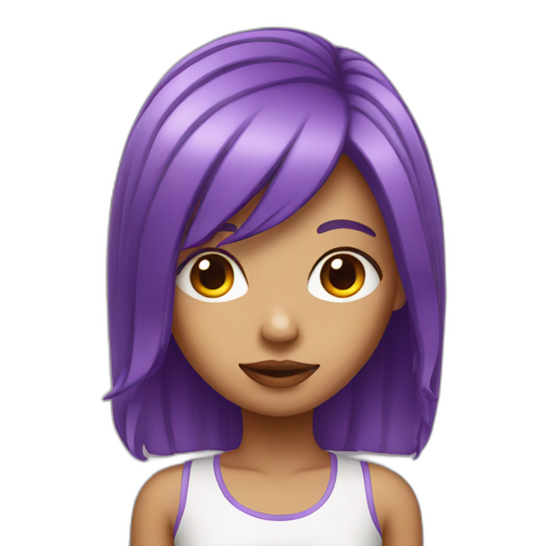 girl face purple hair emoji