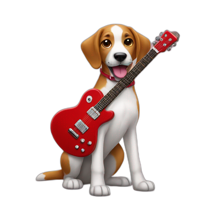 Dog with red guitar funny silly emoji