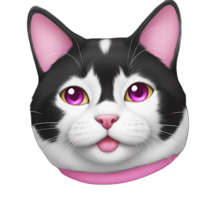 black and white cat with pink nose thicc emoji