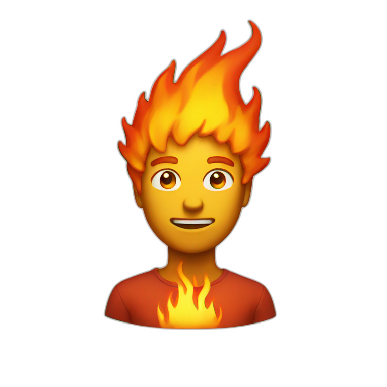 Guy with fire head emoji