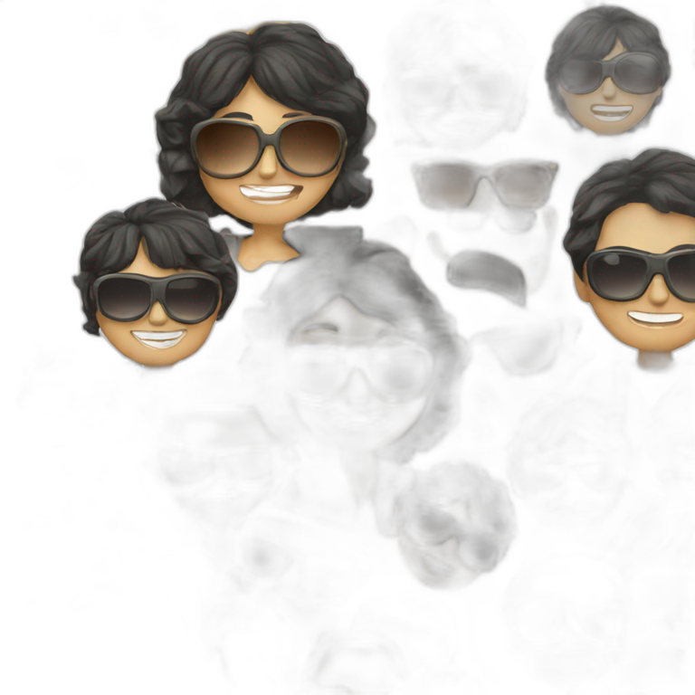 a person has black hair and sunglasses emoji