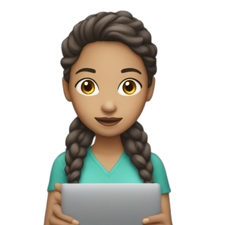 IT light skin girl holding laptop emoji