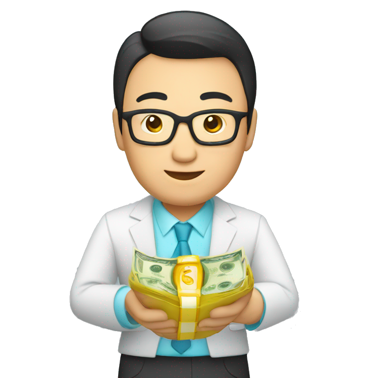 kazakh businessman with money in hands emoji