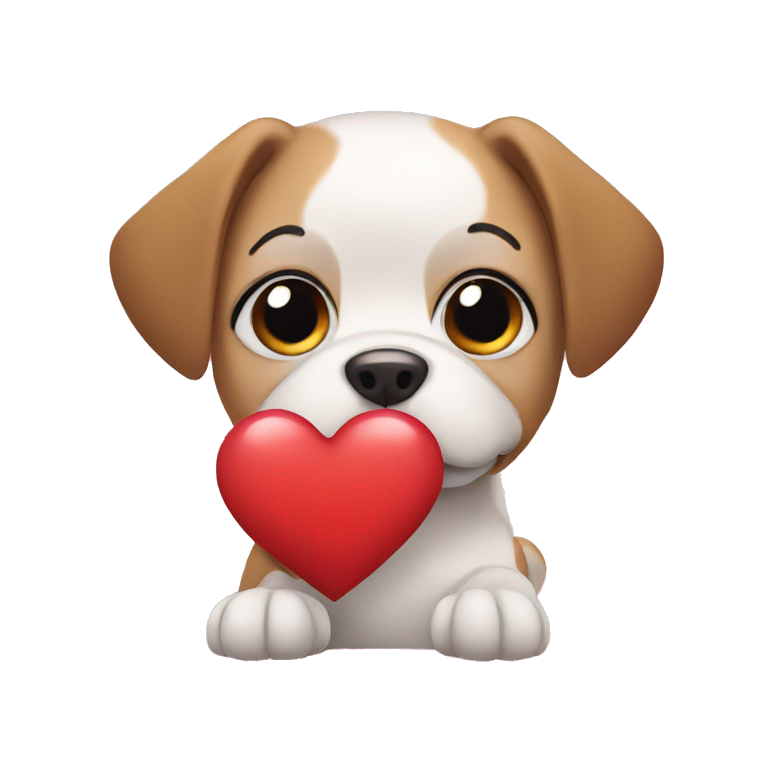 dog holding a heart emoji
