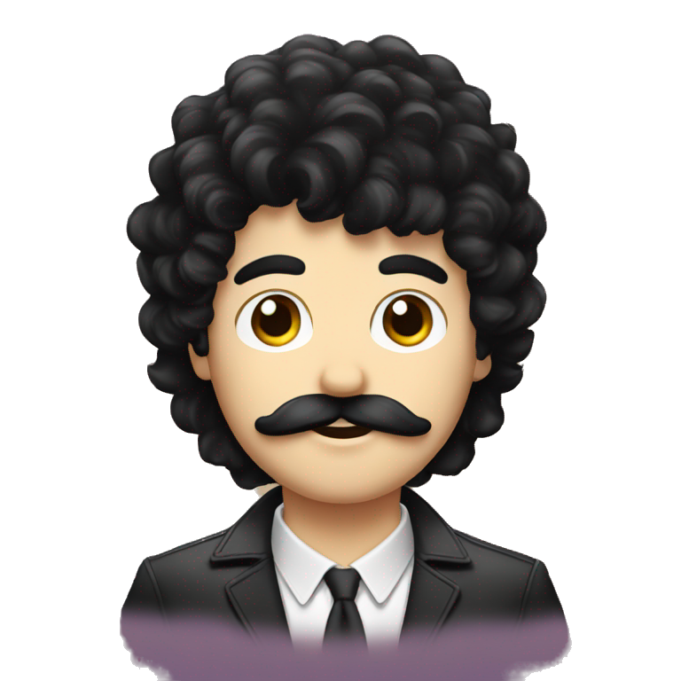 disco boy with black shaggy hair and moustache emoji