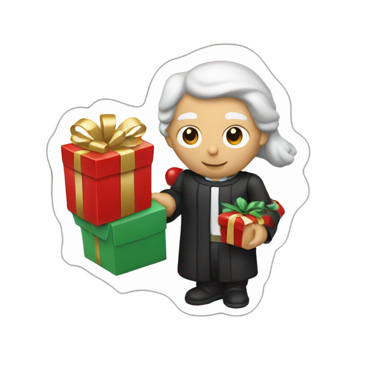 a judge holding a christmas present emoji