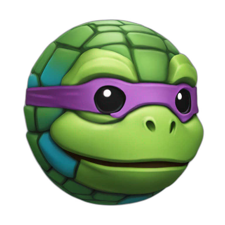 3d sphere with a cartoon Teenage mutant ninja turtle skin texture emoji