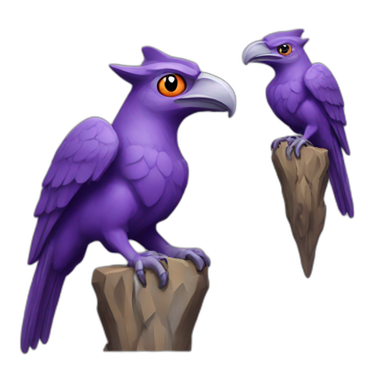 purple gargoyle with woodpecker peak emoji