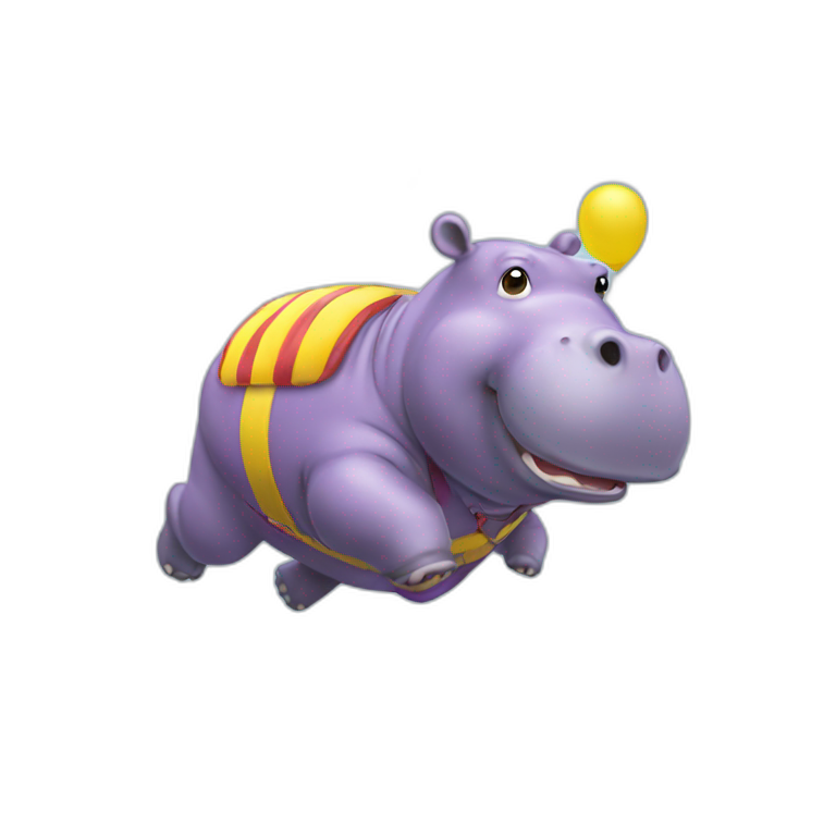 Hippo jumping parachute emoji