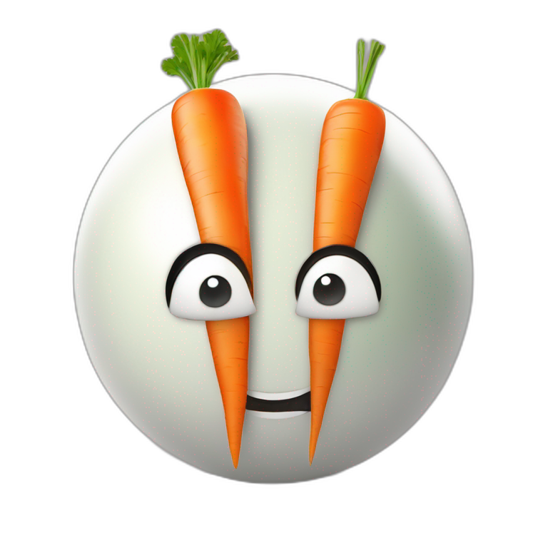3d sphere with a cartoon beautiful carrots Evoker skin texture with courageous eyes emoji