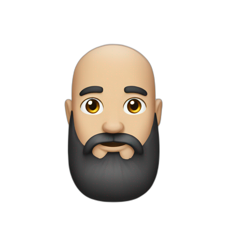 Long black beard bald emoji