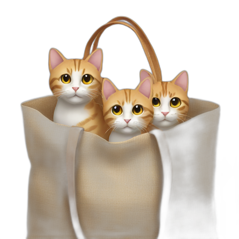 3 cats in bag emoji
