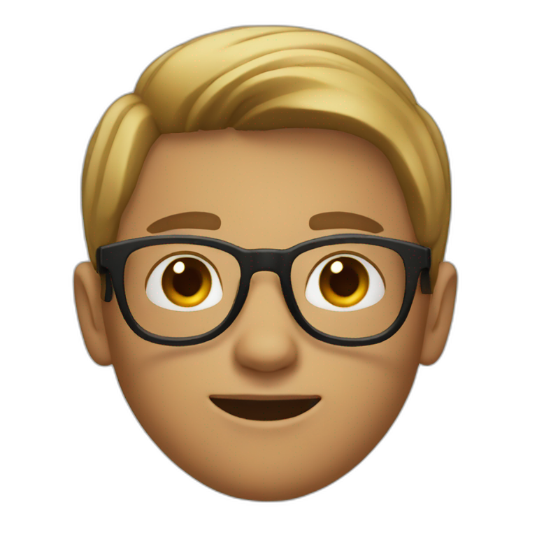 a 20 year old man with round glasses emoji