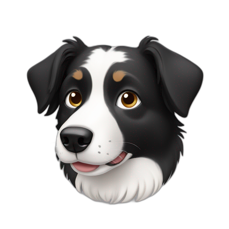 Dog, border collie, short hair, back and White, mole on snout emoji