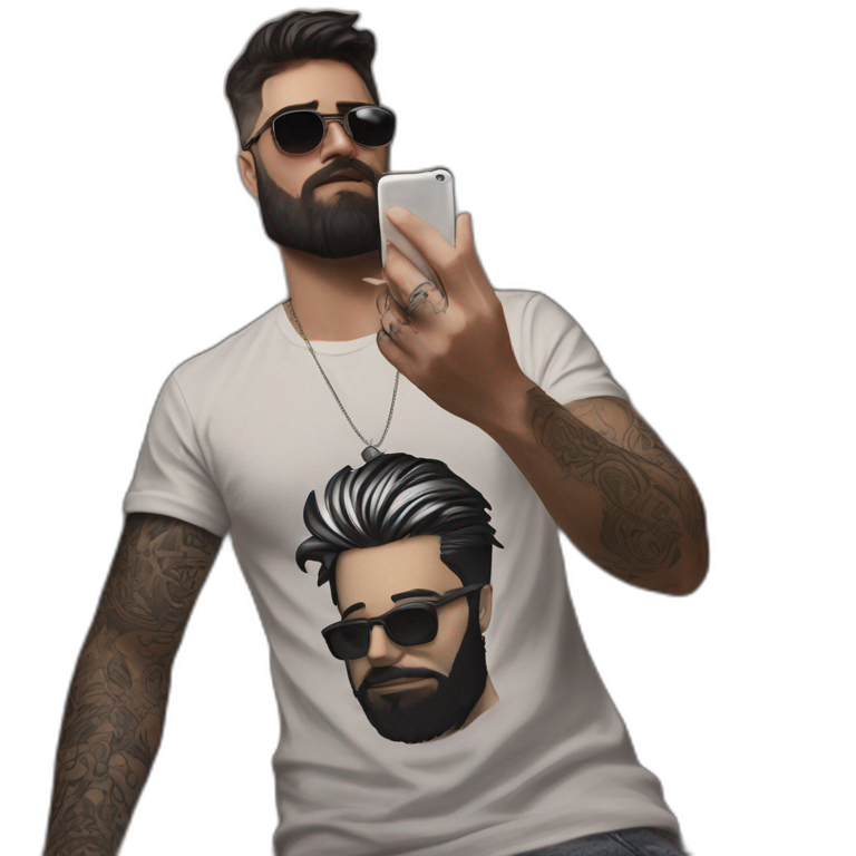 cool guy holding phone selfie emoji