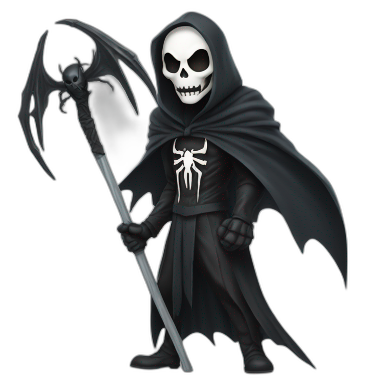 Grim reaper as Spider-Man with a scythe emoji