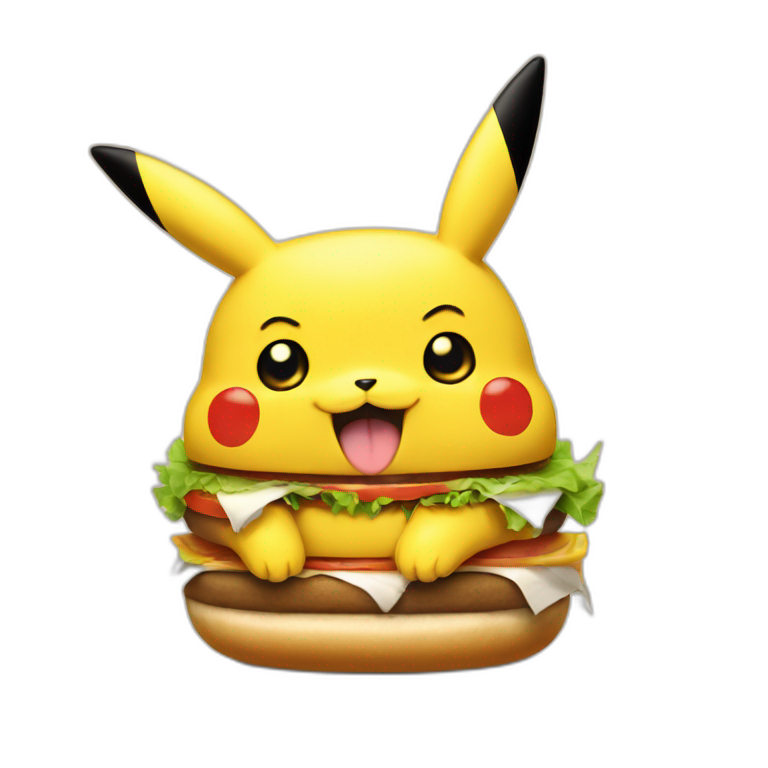 pikachu qui mange un burger emoji