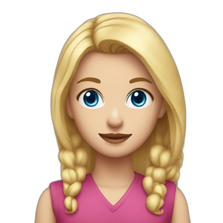 Girl with blond hair and blue eye. With red vial emoji