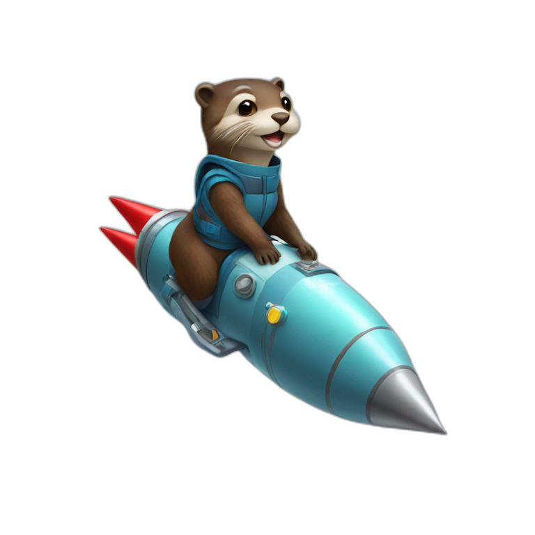 Otter riding rocket emoji