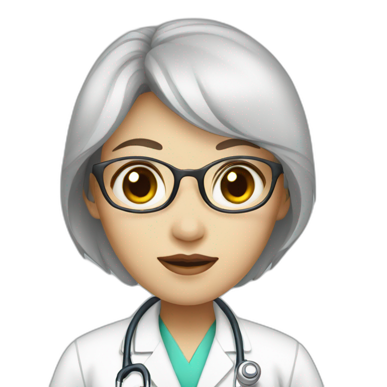 Big-eyed Chinese female doctor in white coat emoji