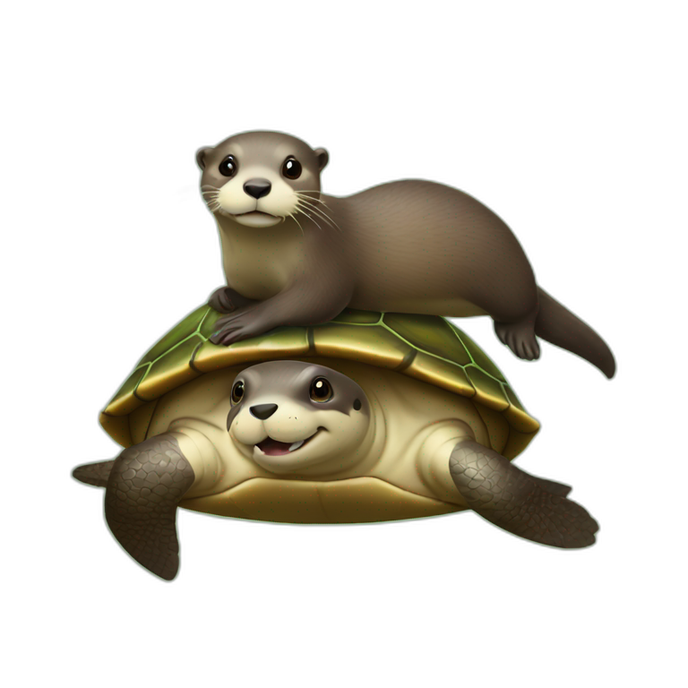An otter on a turtle emoji