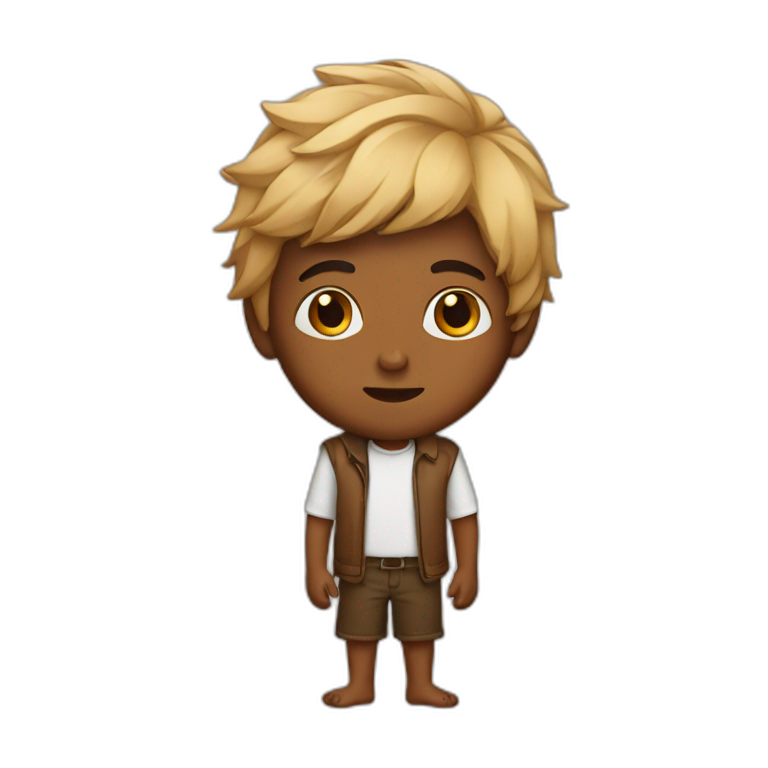 Indian boy with  hair and coffee skin emoji