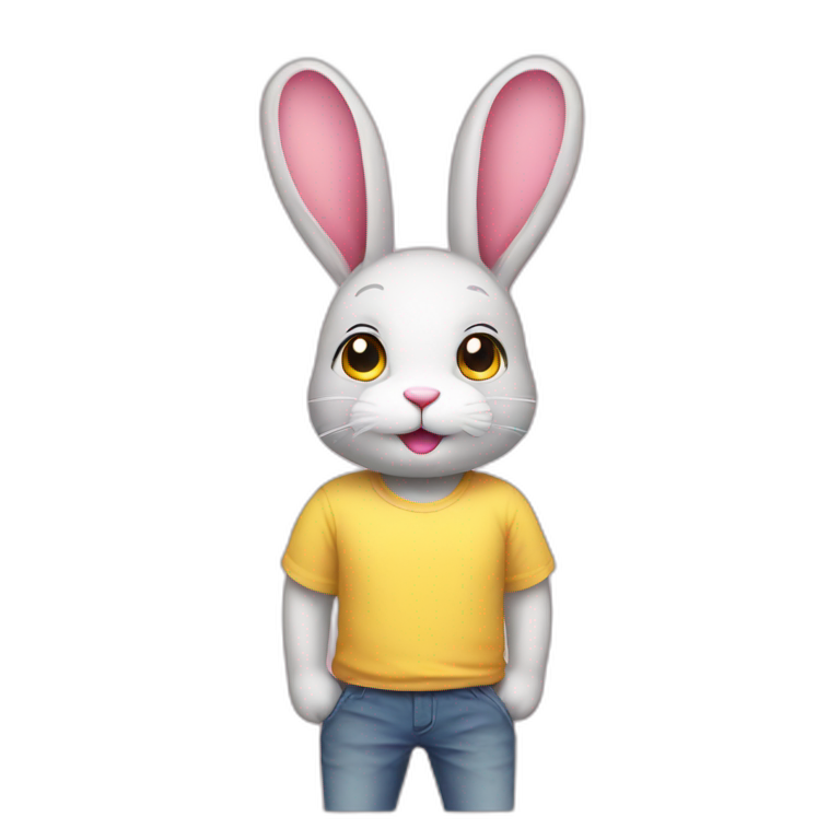 Pink rabbit yellow shirt emoji