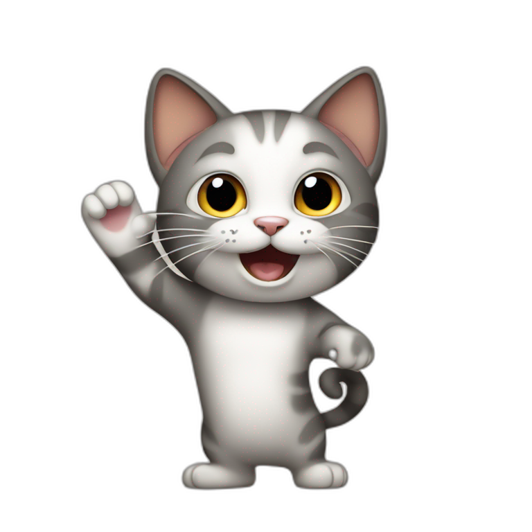 Crazy cat waving emoji